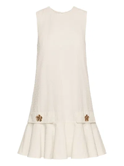 Oscar De La Renta Oscar Chain-link Cotton Poplin Dress In Brown