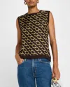 Oscar De La Renta Printed Satin-twill And Silk-blend Top In Cafegold