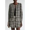 Oscar De La Renta Check Fringe Crop Jacket In Black