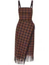 Oscar De La Renta Check Fringe Guipure Skirt In Brown