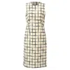 Oscar De La Renta Checked Bouclé-tweed Midi Dress In Cream Wool In White