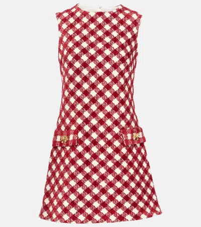 OSCAR DE LA RENTA CHECKED CHENILLE TWEED MINIDRESS