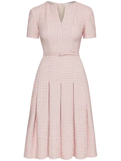 Oscar De La Renta Kariertes Tweed-minikleid In Rosa