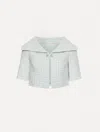 Oscar De La Renta Gingham-check Short-sleeve Jacket In Blue