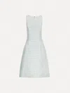 Oscar De La Renta Checked Tweed Sleeveless Dress In Blue