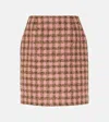 Oscar De La Renta Checked Wool-blend Tweed Miniskirt In Pink