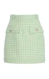 Oscar De La Renta Checked Wool Tweed Mini Skirt In Green