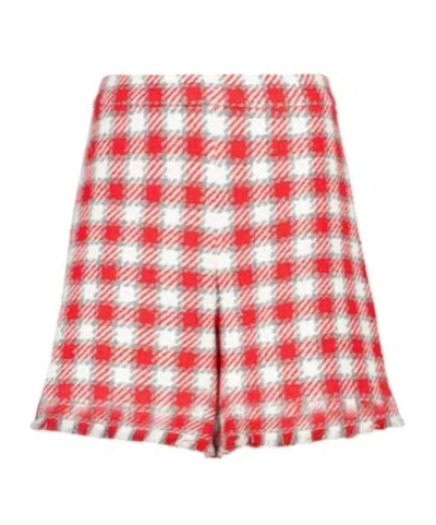Oscar De La Renta Checked Wool-blend Shorts In Pink