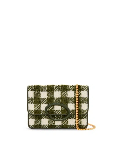 Oscar De La Renta Chenille Check Tweed O Pochette In Ivory/olive