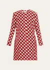 Oscar De La Renta Chenille Check Tweed Over Coat In Ivoryburgundy