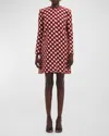 Oscar De La Renta Chenille Check Tweed Over Coat In Ivoryburgundy