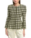 Oscar De La Renta Chenille Tweed Silk-lined Wool-blend Jacket In Green