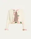 Oscar De La Renta Cherry Blossom Bubble Twist Cardigan