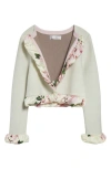 Oscar De La Renta Cherry Blossom Bubble Twist Trim Cardigan