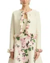 Oscar De La Renta Cherry Blossom Bubble Twist Trim Cardigan