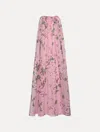 Oscar De La Renta Cherry Blossom Chiffon Caftan In Pink