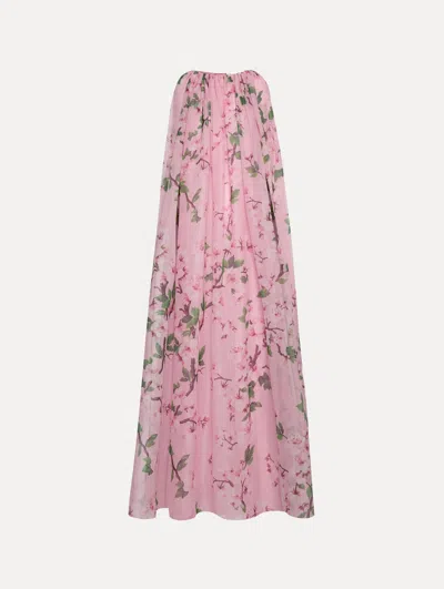 Oscar De La Renta Cherry Blossom Chiffon Caftan