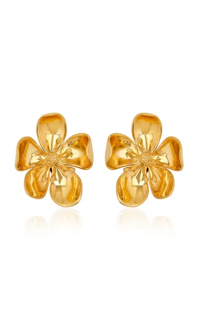 Oscar De La Renta Cherry Blossom Clip-on Earrings In Gold