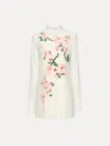 Oscar De La Renta Cherry Blossom Cotton Poplin Pleated Blouse