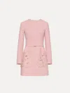 Oscar De La Renta Cherry Blossom Cutout Tweed Dress In Pink