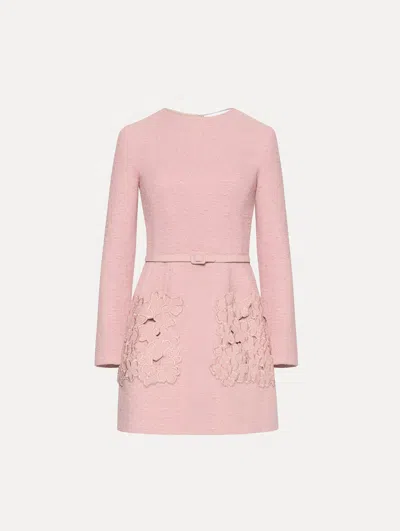 Oscar De La Renta Cherry Blossom Cutout Tweed Dress In Pink