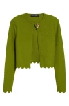 Oscar De La Renta Cherry Blossom Embossed Cardigan