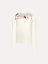 Oscar De La Renta Cherry Blossom Embroidered Blouse In White