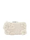 Oscar De La Renta Cherry Blossom-embroidered Clutch Bag In Neutral