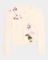 Oscar De La Renta Cherry Blossom Embroidered Crewneck Cardigan