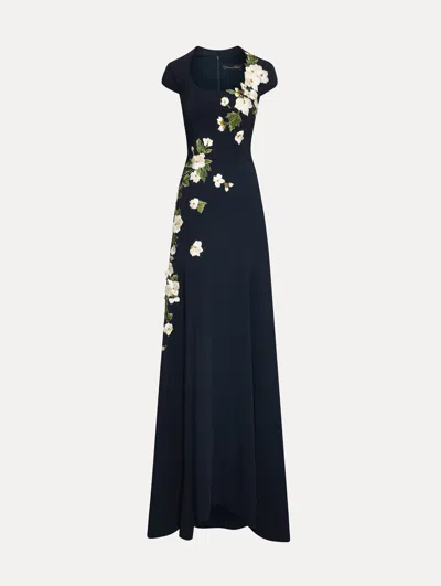 Oscar De La Renta Cherry Blossom Embroidered Gown
