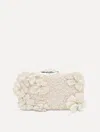 Oscar De La Renta Cherry Blossom-embroidered Clutch Bag In White