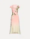 Oscar De La Renta Floral-embroidered Midi Dress