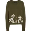 Oscar De La Renta Cherry Blossom Embroidered Wool Pullover
