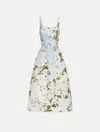 Oscar De La Renta Cherry Blossom Faille Cocktail Dress In Blue