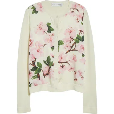 OSCAR DE LA RENTA OSCAR DE LA RENTA CHERRY BLOSSOM INSET CARDIGAN