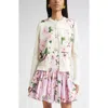 Oscar De La Renta Cherry Blossom Inset Cardigan