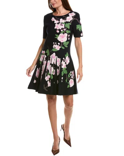Oscar De La Renta Cherry Blossom Jacquard Knit Dress In Multi