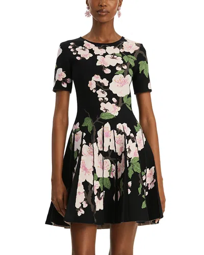 OSCAR DE LA RENTA OSCAR DE LA RENTA CHERRY BLOSSOM JACQUARD KNIT DRESS