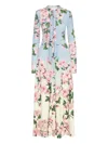 Oscar De La Renta Long Sleeve Cherry Blossom Degrade Jersey Dress