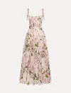 Oscar De La Renta Pleated Floral-print Silk-blend Organza Gown In Pink