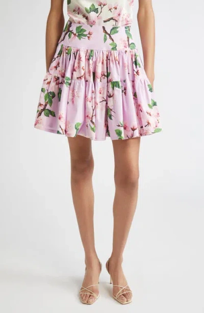 Oscar De La Renta Cherry Blossom Poplin Miniskirt
