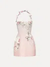 Oscar De La Renta Cherry Blossom Sequin Cocktail Dress In Pink