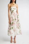 Oscar De La Renta Floral Silk-blend Organza Bustier Dress