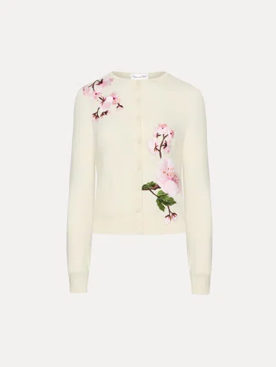 Oscar De La Renta Cherry Blossom Threadwork Cardigan