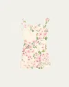 Oscar De La Renta Cherry Blossom Tweed Embroidered Mini Dress