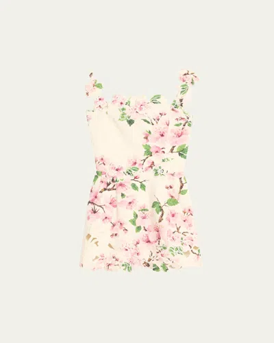 Oscar De La Renta Cherry Blossom Tweed Embroidered Mini Dress