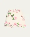 Oscar De La Renta Cherry Blossom Tweed Embroidered Mini Skirt In Pink