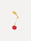 Oscar De La Renta Cherry Brooch In Red
