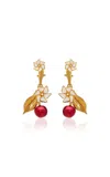 Oscar De La Renta Cherry Cluster Earrings In Burgundy