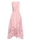 Oscar De La Renta Cherry Guipure Lace Midi Dress In Pink